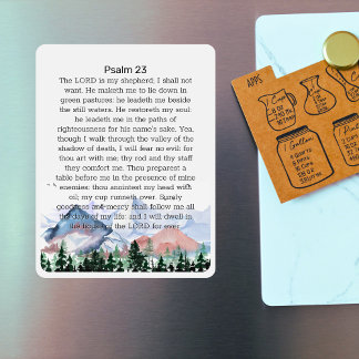 Psalm 23 Vattenskärda vita berg Magnet