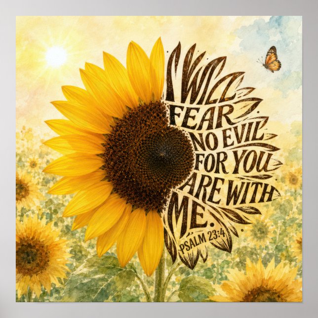 Psalm 23 vers 4 i solros poster (Framsidan)