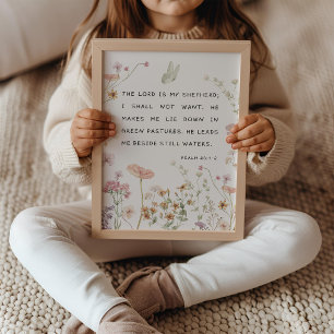 Psalm 23 Vildblommor Bibelvers Plantskola Poster