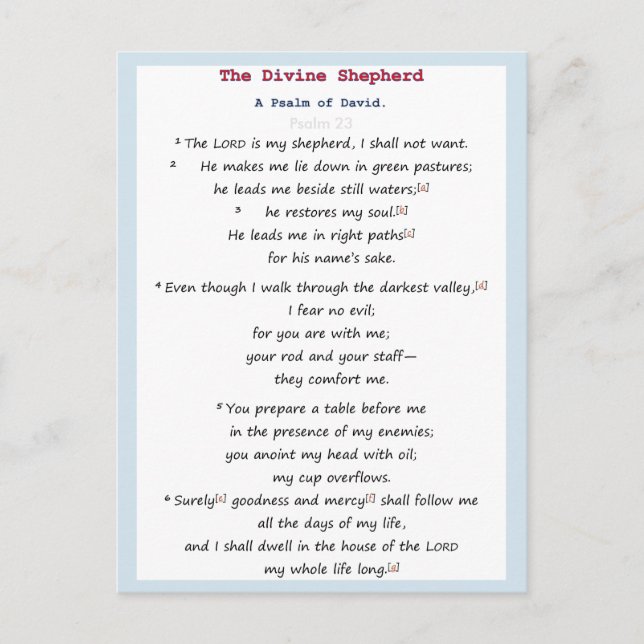 Psalm 23 vykort (Framsida)