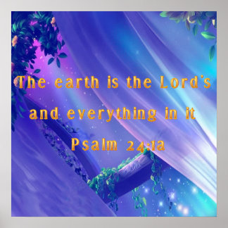 Psalm 24: 1a Bible Verse on Christian Poster