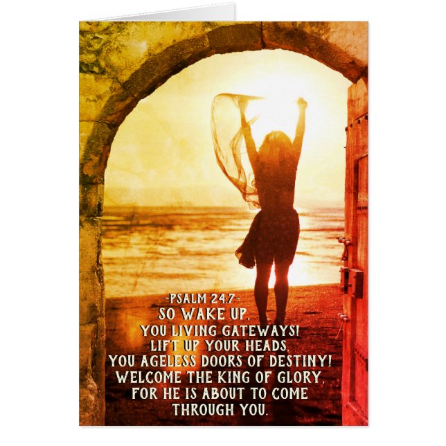 Psalm 24:7-9 Kung av Glory, bibelns verskort Hälsningskort (Framsidan)