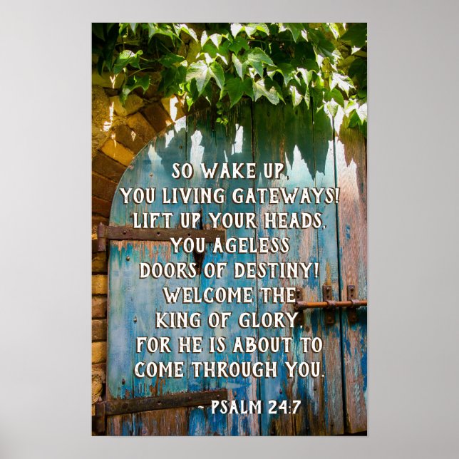 Psalm 24:7 Kung i Glory, bibelverse Poster (Framsidan)