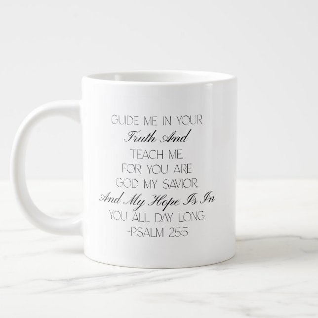 Psalm 25:5 Hope Bibelvers Mugg Jumbo Mugg (Vänster)