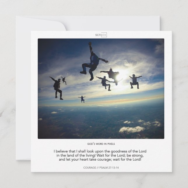 Psalm 27-13-14 COURAGE SCRIPIX-kort Inbjudningar (Framsida)