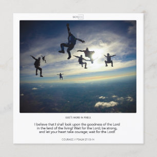 Psalm 27-13-14 COURAGE SCRIPIX-kort Inbjudningar