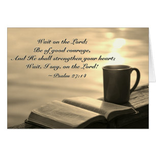 Psalm 27:14 Vänta på Herren, Bible Verse Card Hälsningskort