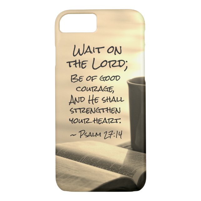 Psalm 27:14 Vänta på Herren, Bible Verse Case-Mate iPhone Skal (Baksida)