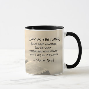 Psalm 27:14 Vänta på Herren, Bible Verse Mugg