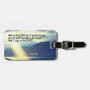Psalm 27:14 Vänta på LORD Bible Verse Ocean Bagagebricka