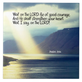 Psalm 27:14 Vänta på LORD Bible Verse Ocean Kakelplatta