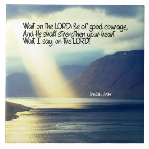 Psalm 27:14 Vänta på LORD Bible Verse Ocean Kakelplatta
