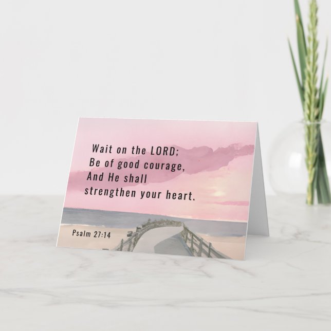 Psalm 27:14 Vänta på Lord Bible Verse Ocean Kort (Framsida)