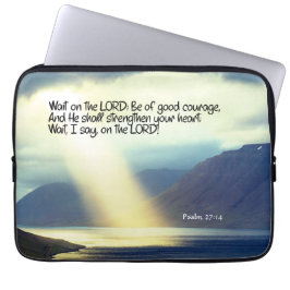 Psalm 27:14 Vänta på LORD Bible Verse Ocean Laptop Fodral