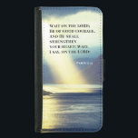 Psalm 27:14 Vänta på LORD Bible Verse Ocean Plånboksfodral För Samsung Galaxy S5<br><div class="desc">Walletfodralet med inspirerande citattecken skildrar ett vackert naturfoto av sol som lyser genom molnen över vatten,  med blå himmel och mörk berg i bakgrunden. Den har en uppmuntrande bibelpsalm 27:14: "Vänta på LORD,  var modig och bra,  och han kommer att stärka ditt hjärta. Vänta,  jag säger,  på LORD!"</div>