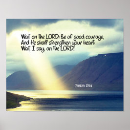 Psalm 27:14 Vänta på LORD Bible Verse Ocean Poster