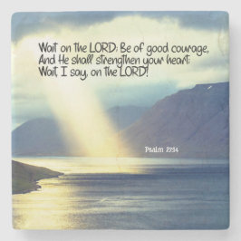 Psalm 27:14 Vänta på LORD Bible Verse Ocean Stenunderlägg