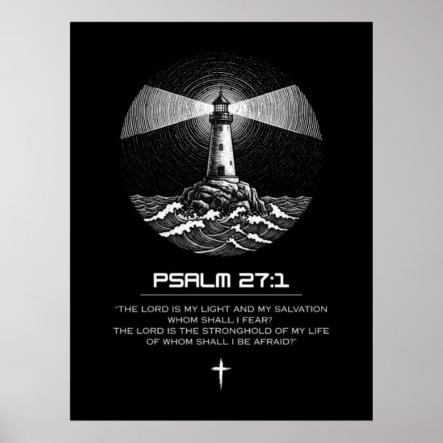 Psalm 27:1 Bibelvers | Kristet fyr Poster (Framsidan)