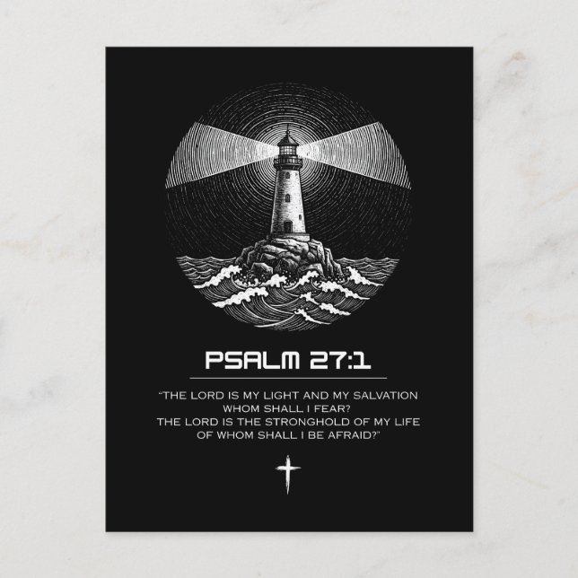 Psalm 27:1 Bible Verse Tshirt | Christian Vykort (Framsida)