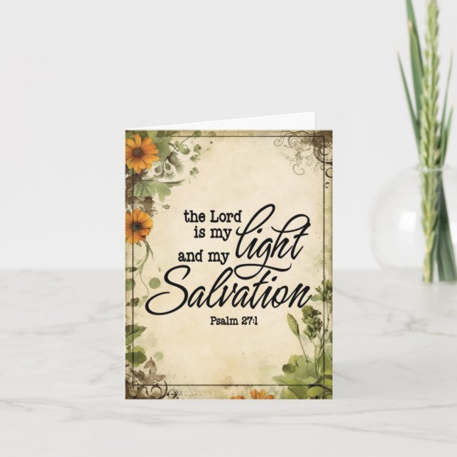 Psalm 27:1 Christian Greeting Card Kort (Framsida)