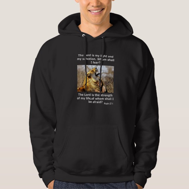 Psalm 27 1 Christian Lejon Bible Scripture Verse Hoodie (Framsida)