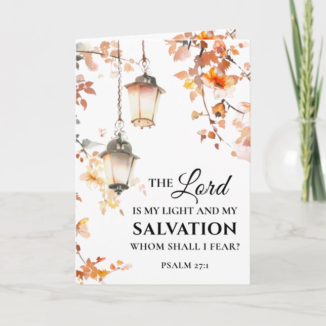 Psalm 27:1 Herren är min ljusnings- och bärgningsb Kort (Framsida)