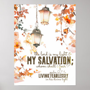 Psalm 27:1 Herren är min ljusnings- och bärgningsb Poster