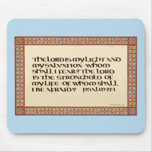 Psalm 27:1 upplyst kalligrafi uncial script musmatta