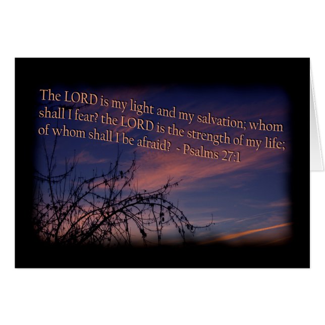 Psalm 27:1 vid Dawn Black Gräns Hälsningskort (Framsidan Horizontal)