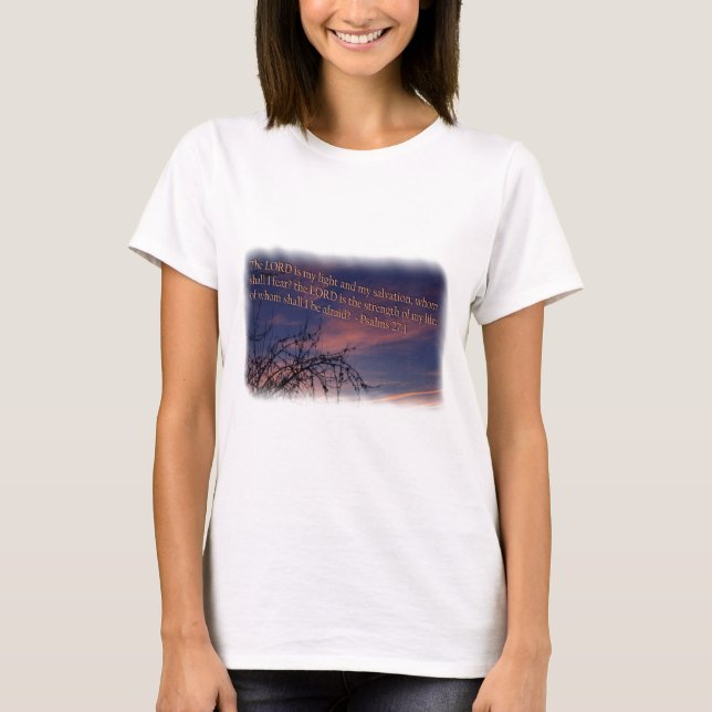 Psalm 27:1 vid Dawn White Gräns T-shirt (Framsida)
