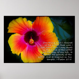 Psalm 27:4 Hibiscus på svart Poster