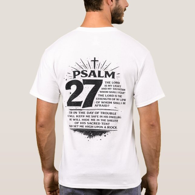 Psalm 27 Bibelvers Kristet Baktryck T-Shirt (Baksida)