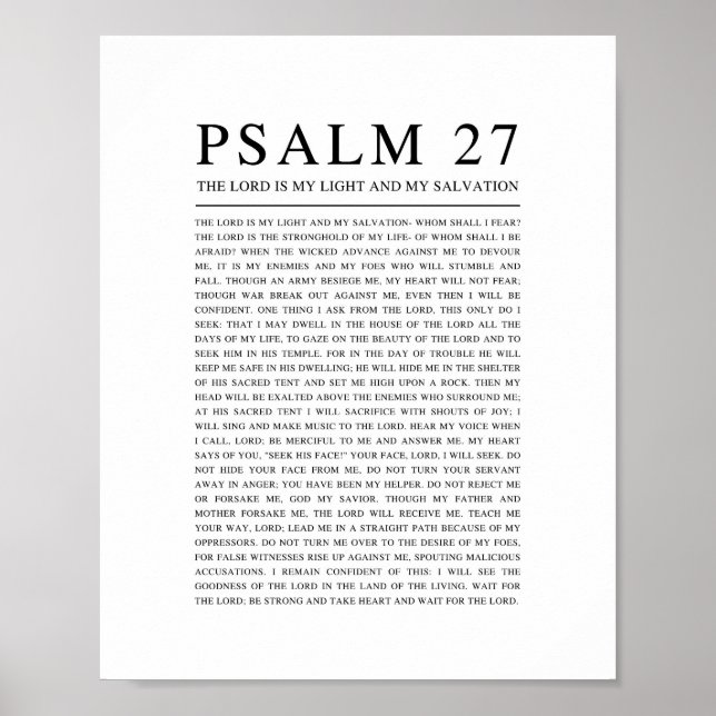 Psalm 27 Herren är mitt ljus och min frälsning Poster (Framsidan)