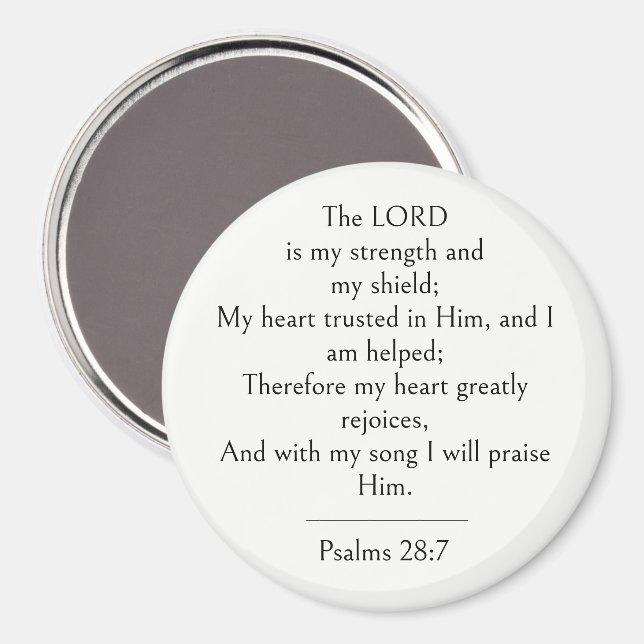 Psalm 28:7 Bibelvers, Styrka Skrift Modern  Magnet (Front/Back)