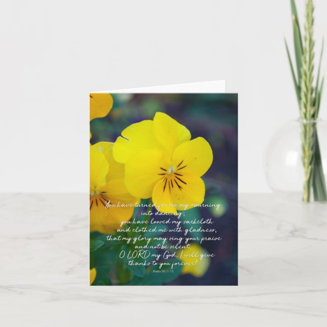 Psalm 30:11-12 Gult Pansy Blank Encouragement Kort (Framsida)