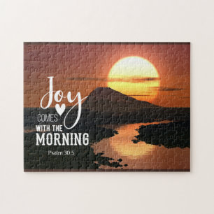 Psalm 30:5 Joy följer med morgonen Bible Verse Pussel