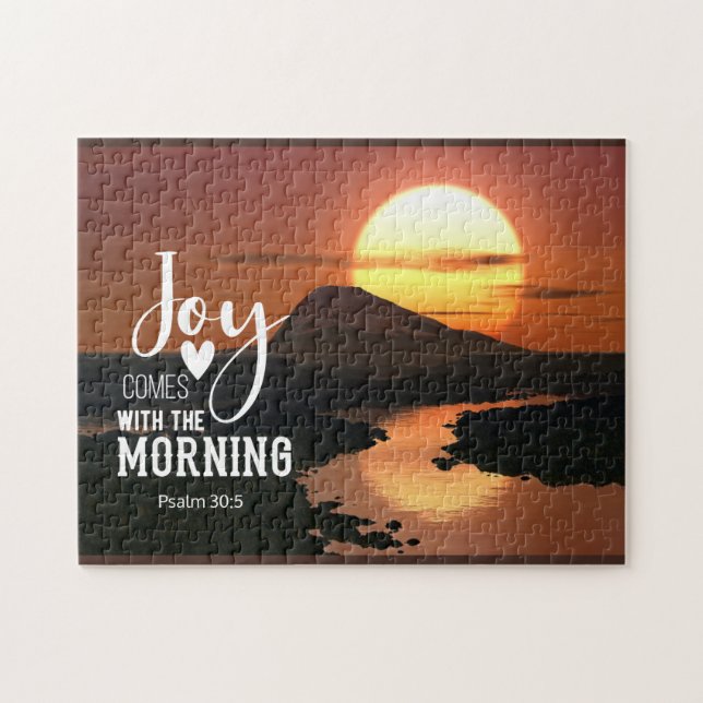 Psalm 30:5 Joy följer med morgonen Bible Verse Pussel (Horisontell)