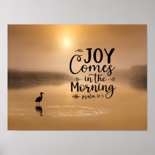 Psalm 30:5 Joy kommer på morgonen Bible Verse Poster