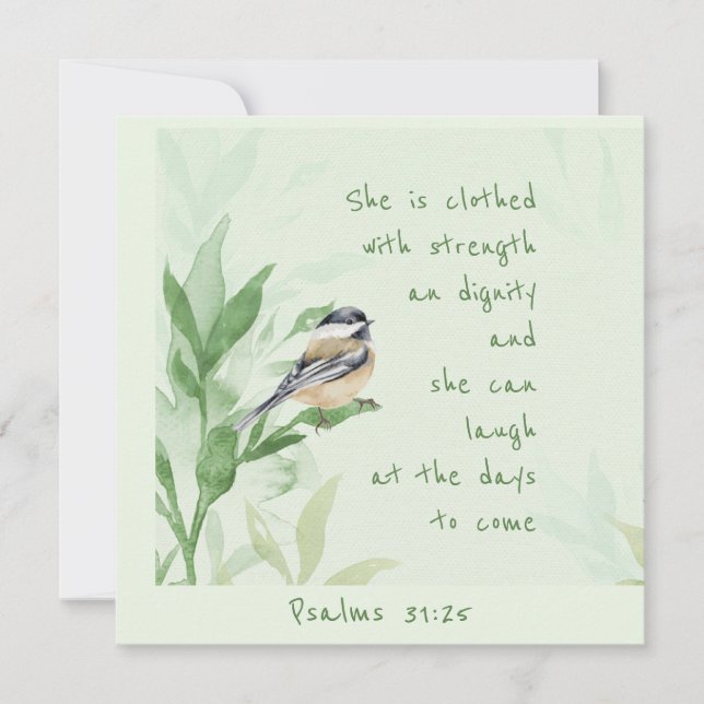 Psalm 31:25 Hon är klädd med styrkeskript Kort (Framsida)