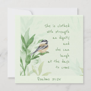 Psalm 31:25 Hon är klädd med styrkeskript Kort