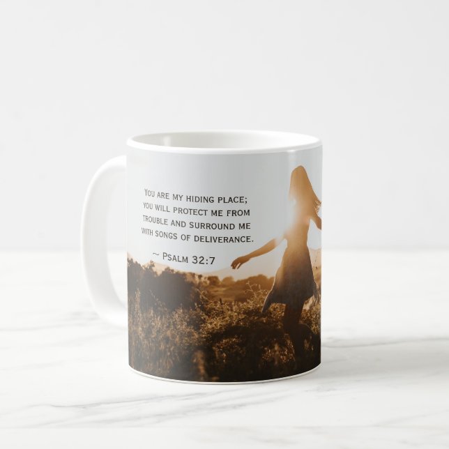 Psalm 32:7 Du är min gömmande bibelverse från stäl Kaffemugg (Framsida vänster)