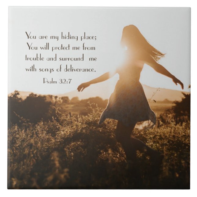 Psalm 32:7 Du är min gömmande bibelverse från stäl Kakelplatta (Framsidan)