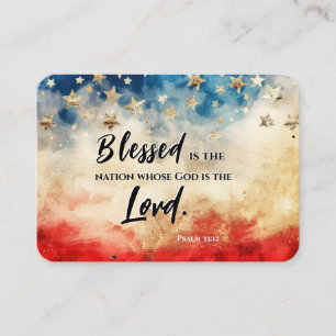 Psalm 33:12 Blsed är Bibeln Nation USA flagga Visitkort