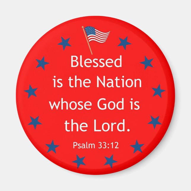 Psalm 33:12 (patriotisk) magnet (Framsidan)