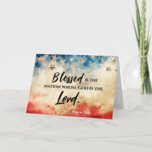 Psalm 33:12 Salig är nationen USA Flagga Bibel Kort