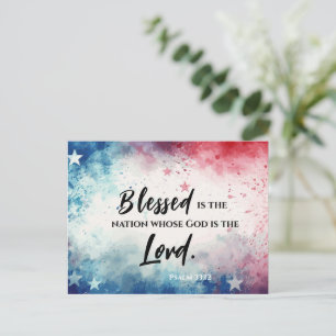 Psalm 33:12 Salig är nationen USA Flagga Bibel Vykort