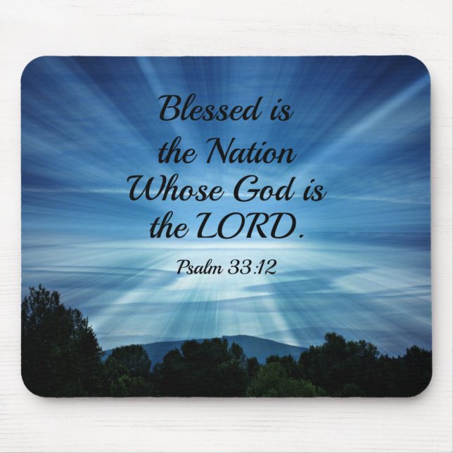 Psalm 33:12 Välsignad är den nation vars Gud är.. Musmatta (Framsidan)