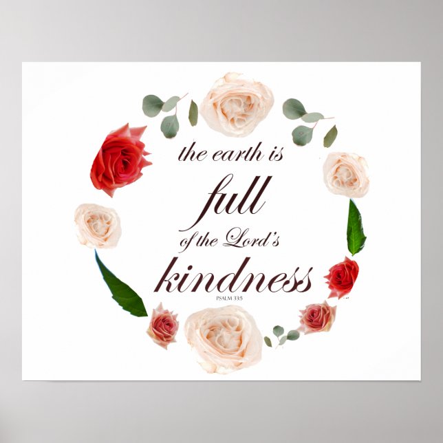 Psalm 33, Fullt Kindness, Botanic Poster (Framsidan)