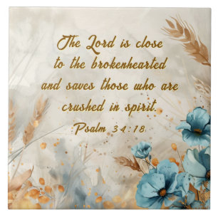 Psalm 34:18 Herren är nära brokenhearted Bible Kakelplatta