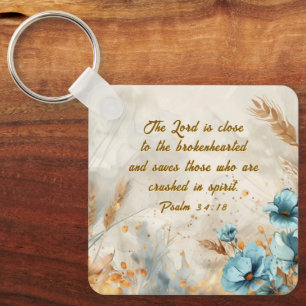 Psalm 34:18 Herren är nära brokenhearted Bible Nyckelring